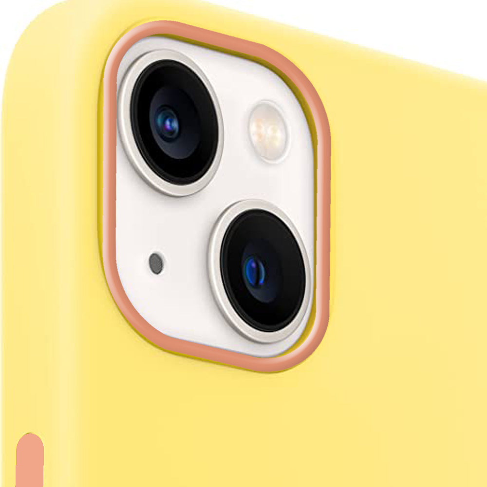 iPhone 14 Plus Silicone Case with Magsafe Shock Absorption Anti Shockproof Ultra-Thin Case Protect Full Coverage Lens - Yellow iPhone 14 Plus Silicone Case with Magsafe Shock Absorption Anti Shockproof Ultra-Thin Case Protect Full Coverage Lens - Yellow